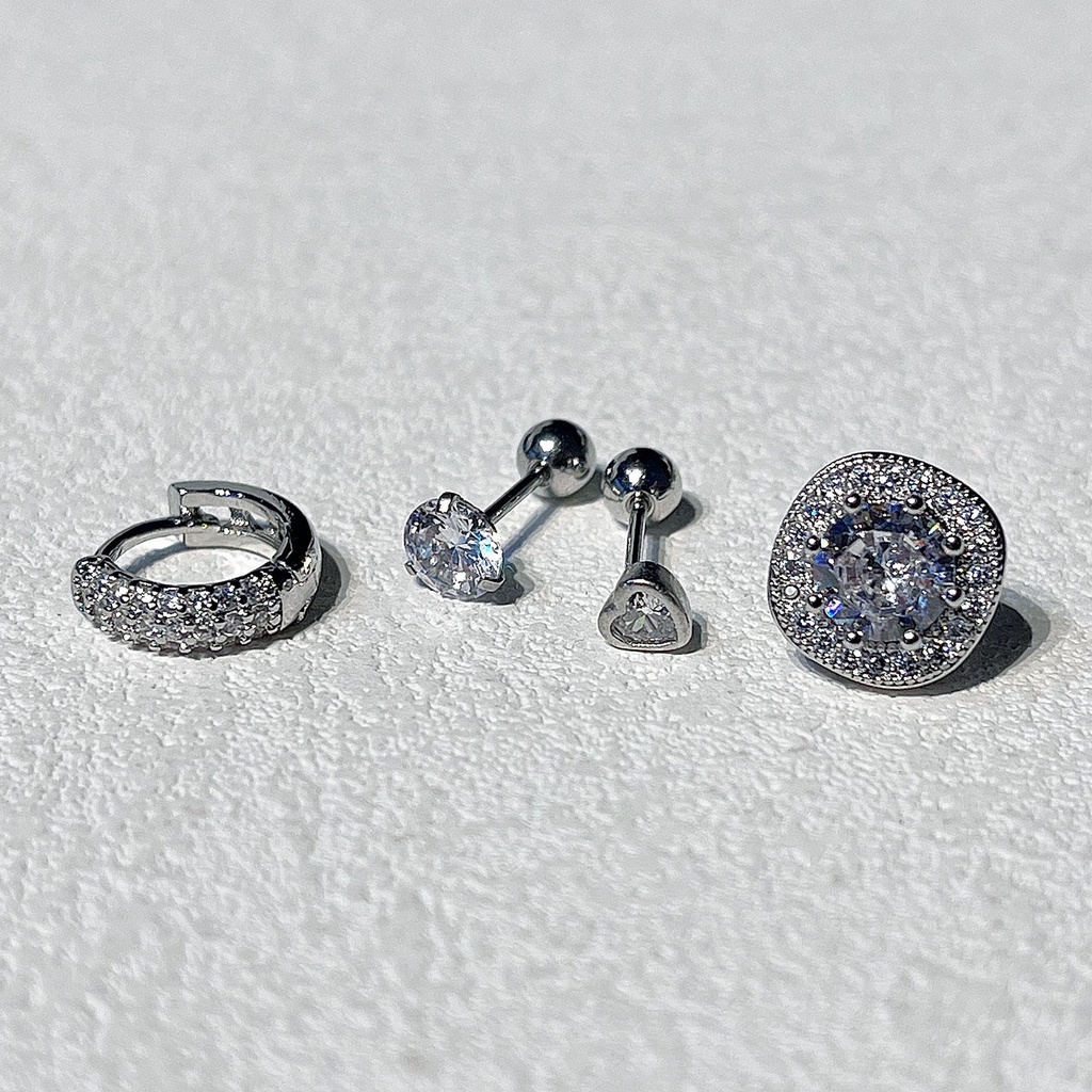 Bông Tai mini Bằng Thép Titan Đính Đá zircon Lấp Lánh Thời Trang Cho Nữ