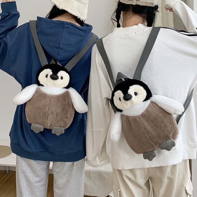 Balo Gấu Nhồi Bông Hình Chim Cánh Cụt Đáng Yêu Cực Thu Hút