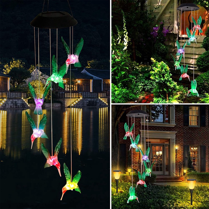 Bcf Chuông Gió Hình Chim Ruồi Con Có Đèn led Năng Lượng Mặt Trời Làm Quà Tặng Giáng Sinh Ngày Của Mẹ / Mẹ Trang Trí Ngoài Trời