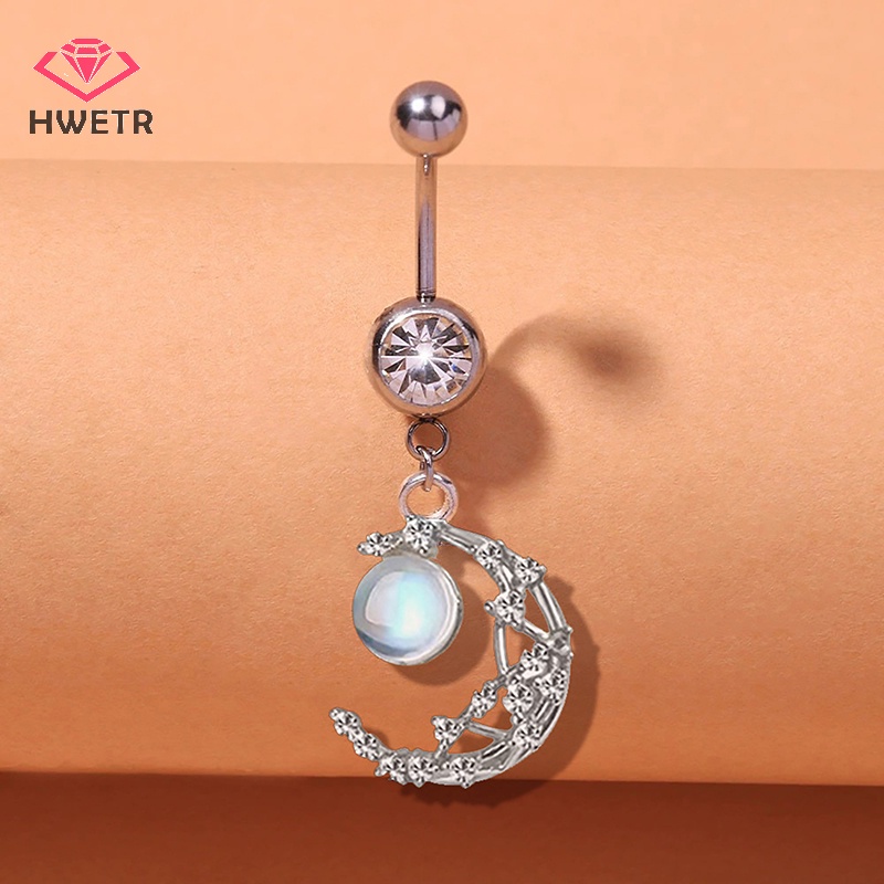 Khuyên Rốn Thép Không Gỉ Hình Trái Tim Đính Đá zircon Mới