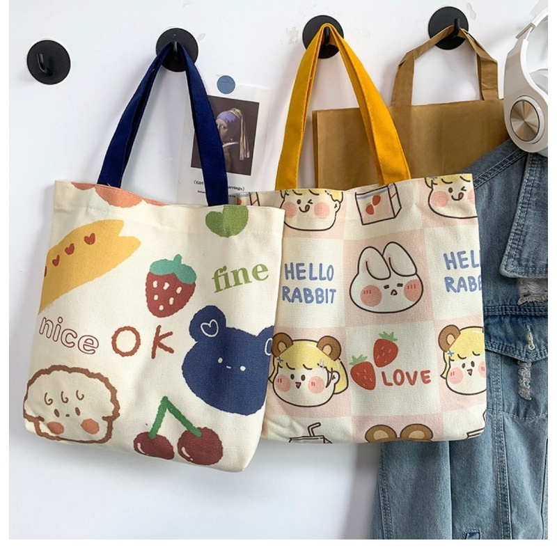 Dễ Thương Túi tote canvas In Họa Tiết Hoạt Hình Phong Cách Nhật Bản Cho Nữ