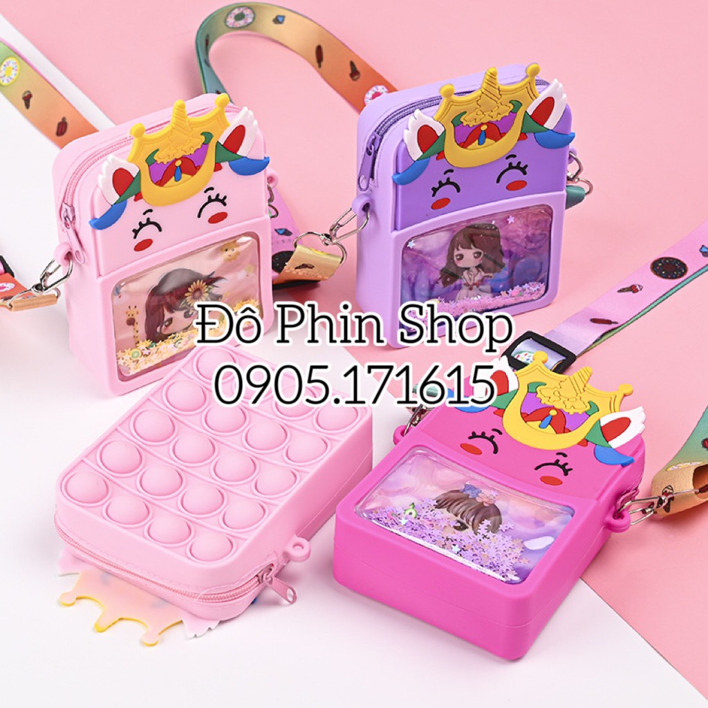 Túi xách silicon pop it kim sa hình thỏ hoa đeo chéo thời trang đựng bao bì lì xì, mỹ phẩm