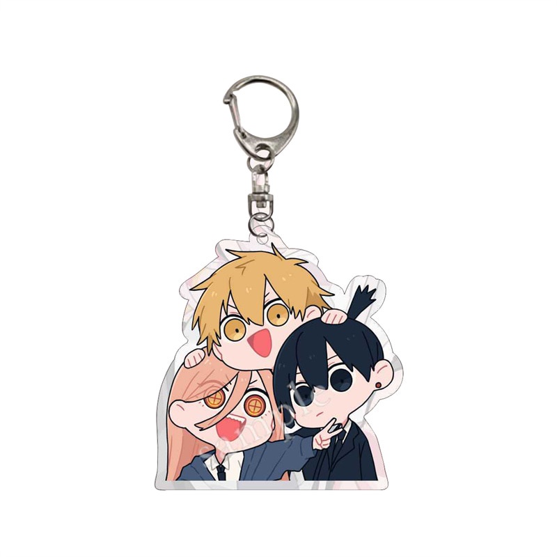 Móc khóa Anime Chainsaw Man Thợ Săn Quỷ nhựa Acrylic hai mặt, in hình các nhân vật dễ thương chibi cute