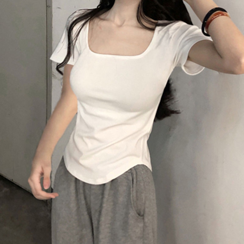 Áo Thun Nữ Ngắn Tay Cổ Tròn Thời Trang Hàn