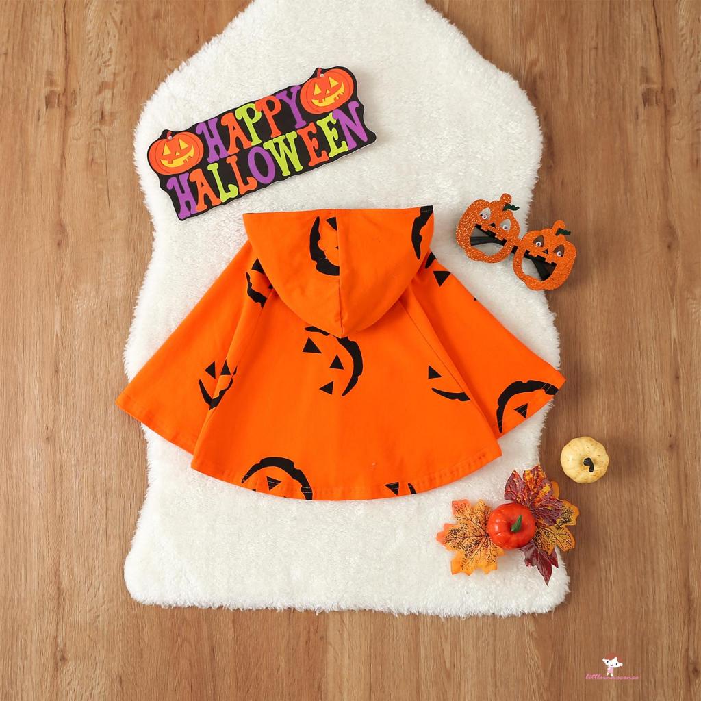Xzq-kid Áo Choàng poncho Có Mũ Trùm Đầu In Hình Bí Ngô halloween Giản Dị Mùa Xuân Thu