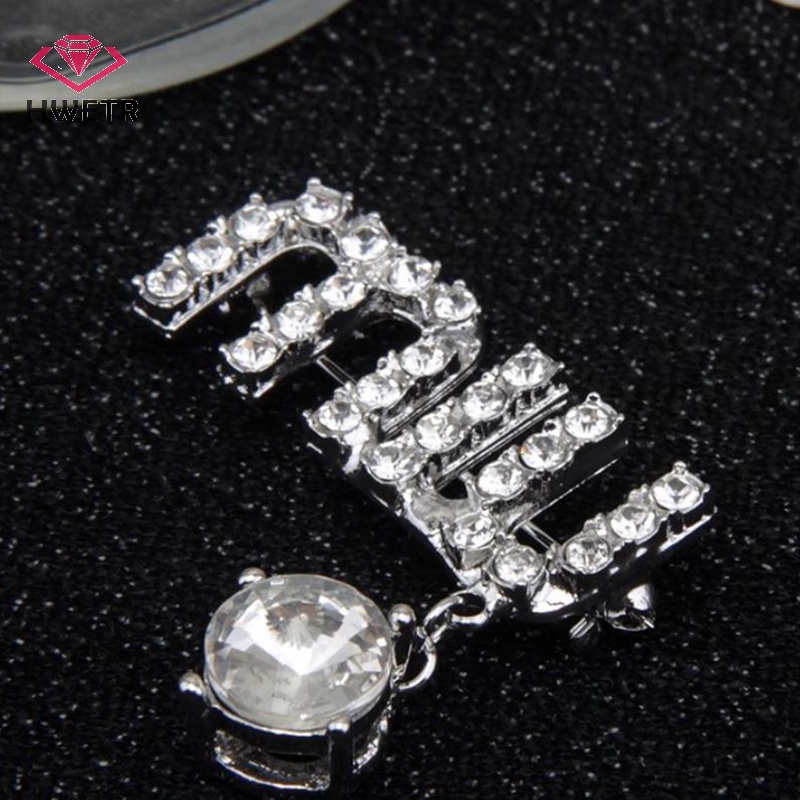 Ghim Cài Áo Hình Chữ miu Đính Đá Thời Trang Mới