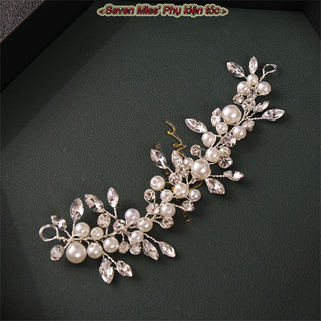 Băng Đô Cài Tóc Đính Đá Ngọc Trai Siêu Bền Sang Trọng Cho Cô Dâu