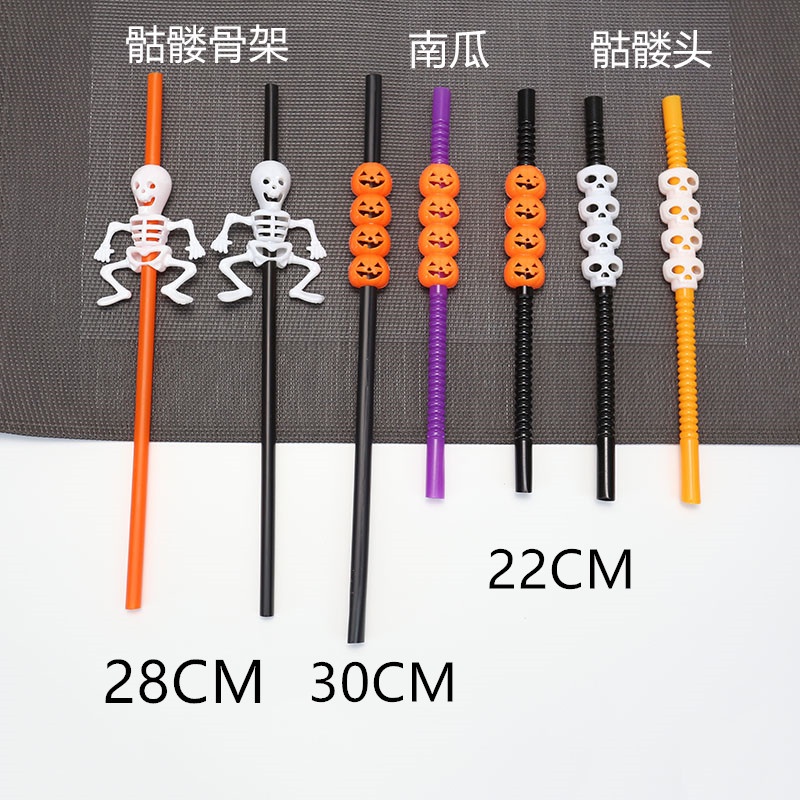 Set 5 Ống Hút Họa Tiết halloween Hoạt Hình Dễ Thương Có Thể Phân Hủy