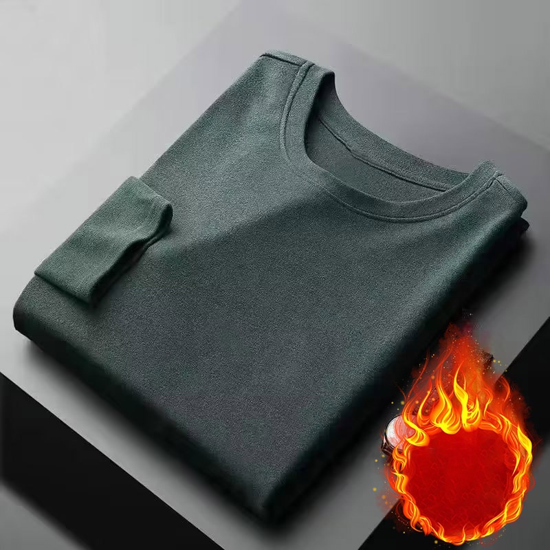 DICHUANGZHE Áo Thun Tay Dài Hai Mặt Lót Nhung Giữ Ấm Thời Trang Thu Đông Cho Nam