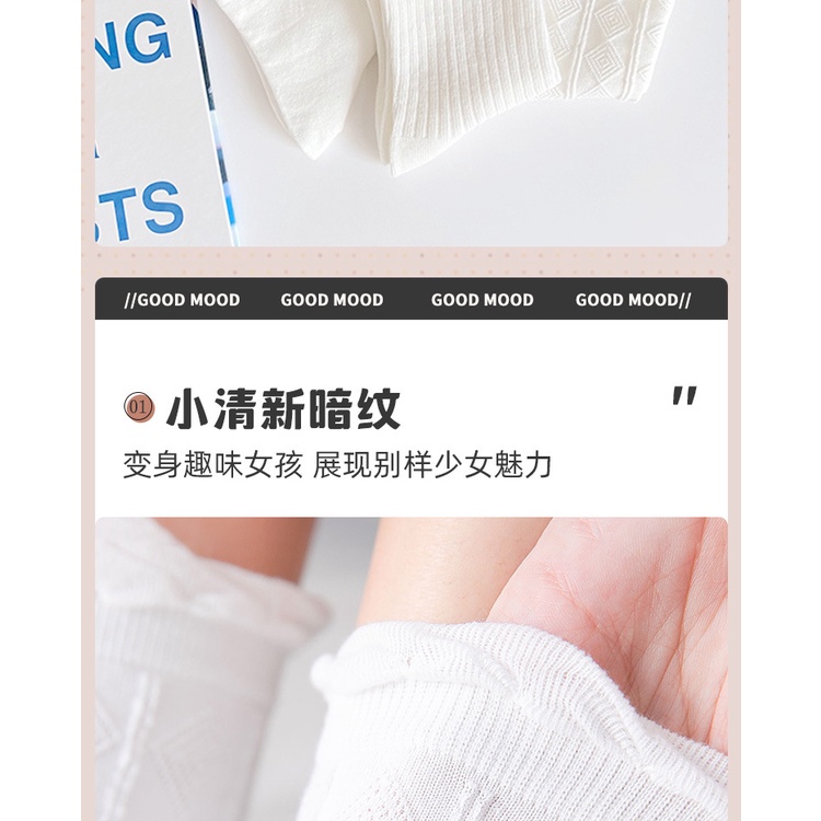 Vớ cotton Mỏng Màu Trắng Phối Ren Dễ Thương Phong Cách Nhật Bản Thời Trang Mùa Hè Cho Nữ