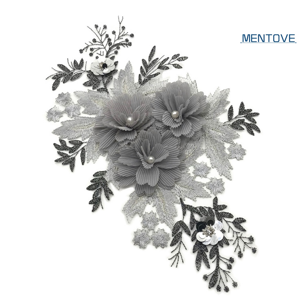 Miếng Dán Thêu Ren Hoa Đính Hạt Thủ Công Trang Trí Quần Áo Thun