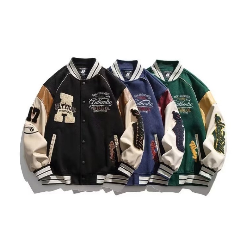 Áo Khoác Bóng Chày Thêu Họa Tiết Phong Cách Đường Phố Mỹ Thời Trang Xuân Thu Cho Nam