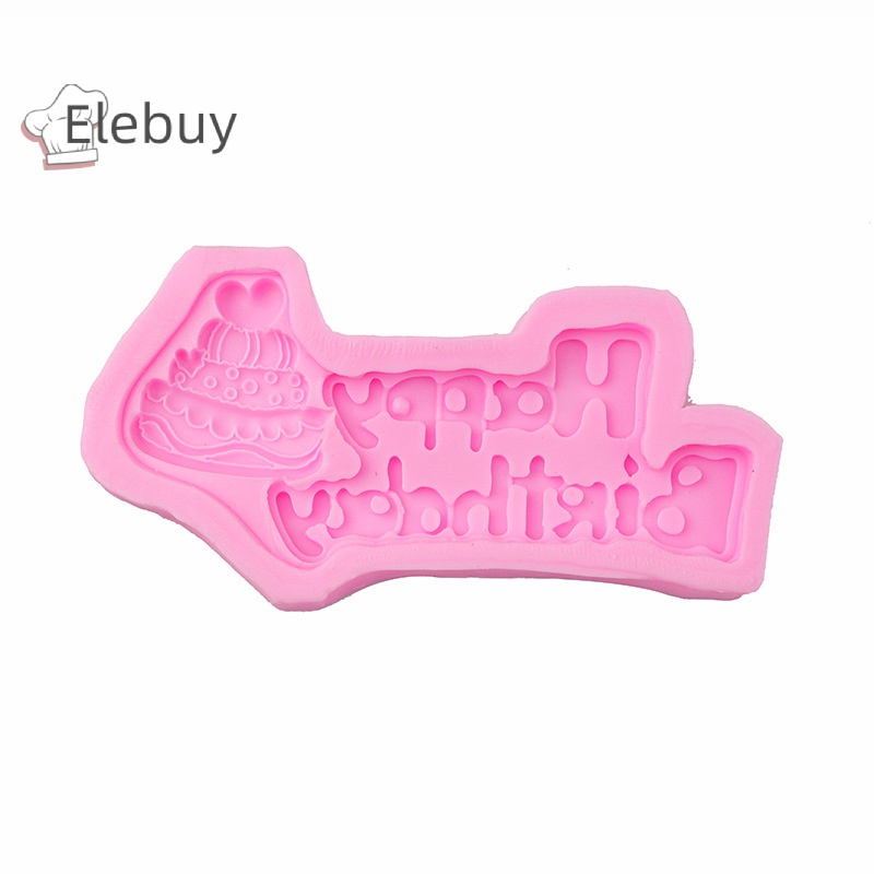 Khuôn silicone ELEBUY tạo hình chữ happy birthday làm kẹo / socola trang trí bánh kem DIY