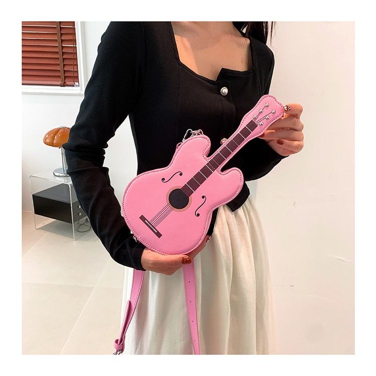 Túi Đeo Chéo Ngực Phong Cách Phương Tây In Họa Tiết Đàn guitar Vui Nhộn Thời Trang Cho Nữ