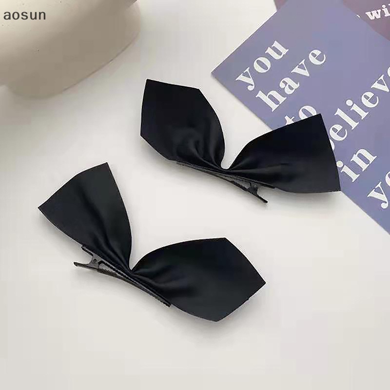 Aosun 1 Cặp Kẹp Tóc Nơ Màu Trắng Đen Phong Cách vintage Ngọt Ngào Cho Nữ