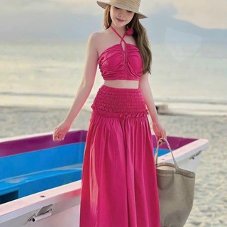 Đầm Váy Nữ Đi Biển Mặc 2 Kiểu Kèm Bông Cổ Mocking Thân Sau Xinh Xắn Nhẹ Nhàng Dễ Thương Thời Trang Shopamemo