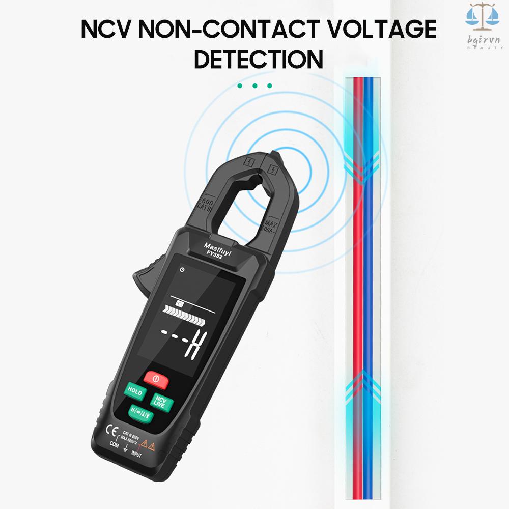 Mastfuyi Kẹp Vạn Năng Kế Thông Minh fy382 rms 9999 Đếm Màn Hình lcd ac dc Có Đèn Pin Đa Năng