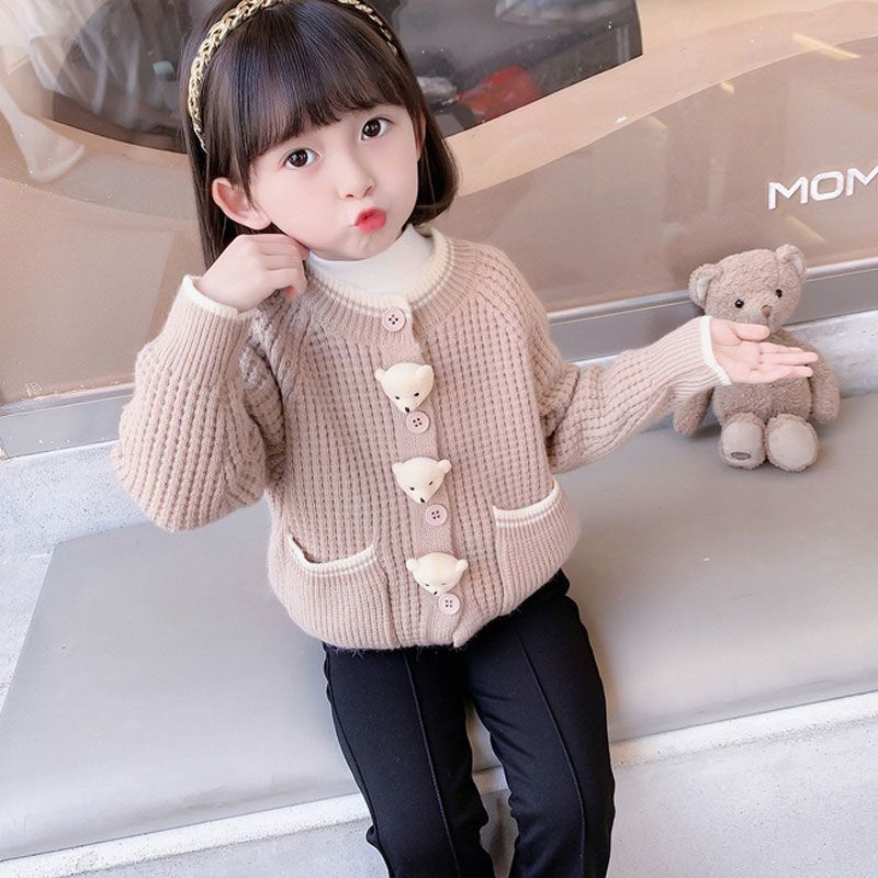 Áo Khoác cardigan Dệt Kim Thời Trang Mùa Thu Cho Bé Gái