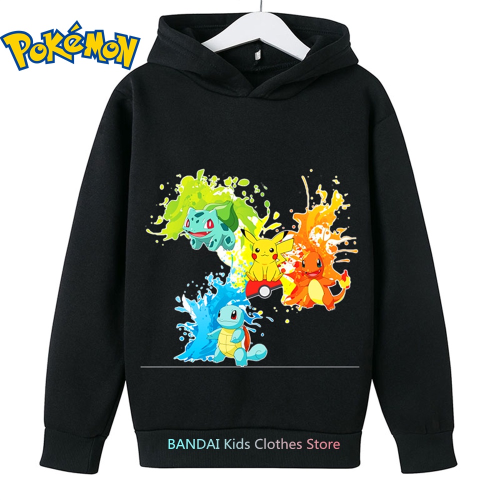 Áo hoodie In Hình pikachu Đáng Yêu Cho Bé 3-12 Tuổi
