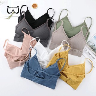 Zxyouping Áo Ngực Thể Thao Không Gọng Vải cotton Dây Chéo Lưng Chữ v Nâng Ngực Gợi Cảm Cho Nữ