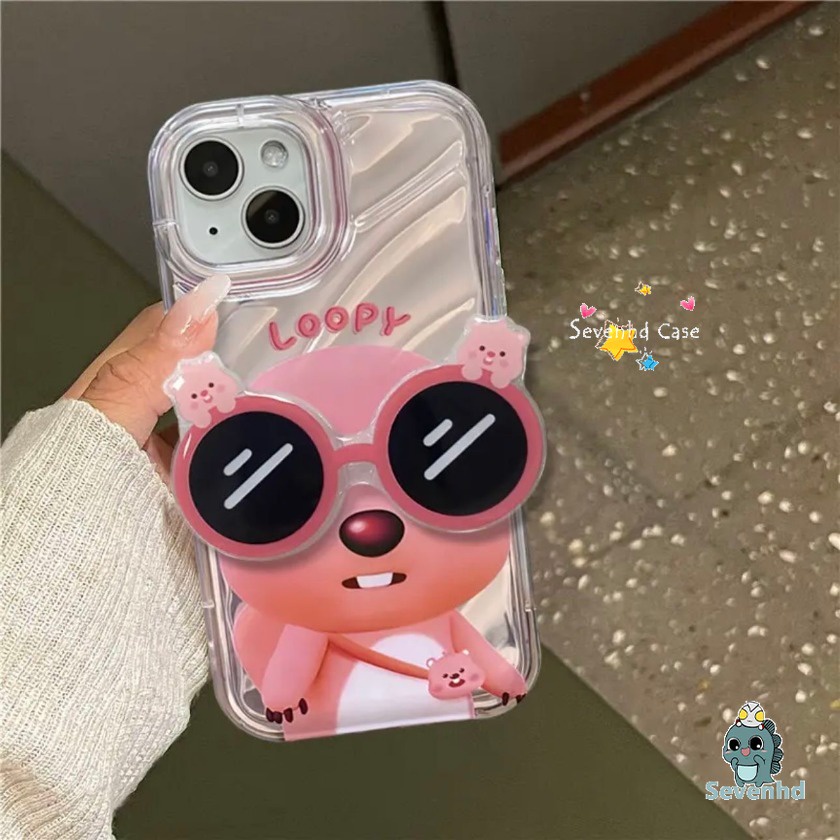 Ốp Điện Thoại Màu laser + Giá Đỡ Họa Tiết Hoạt Hình Cho iphone 15 14 13 12 11 pro max x xr xs max 8 7 plus se 2020