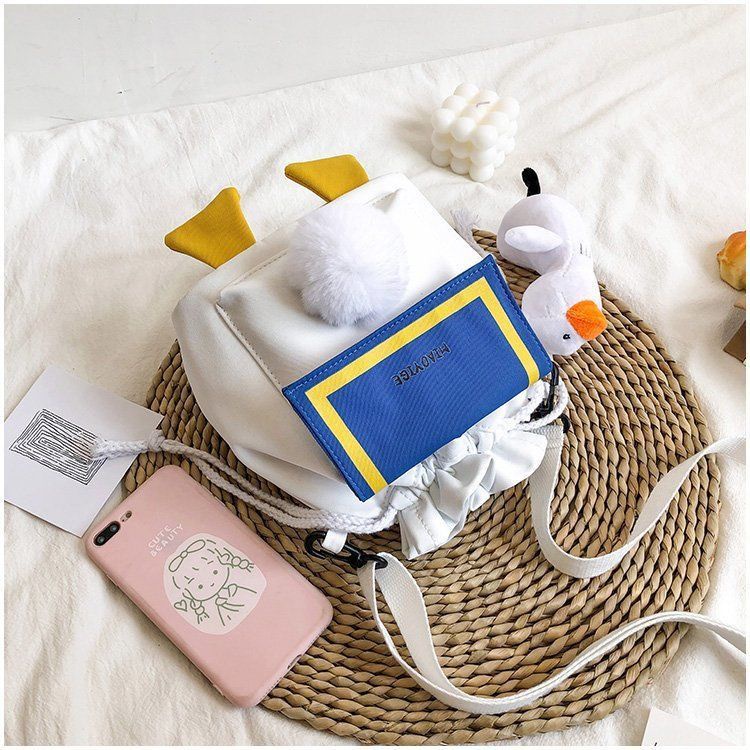 Túi Đeo Chéo Vải Canvas Hình Vịt Dễ Thương Cho Nữ Túi Xách Thời Trang Trẻ Trung Cá Tính Túi Vải Canvas Đeo Vai Hình Chú Vịt Dễ Thương Phong Cách Hàn Quốc Cho Nữ