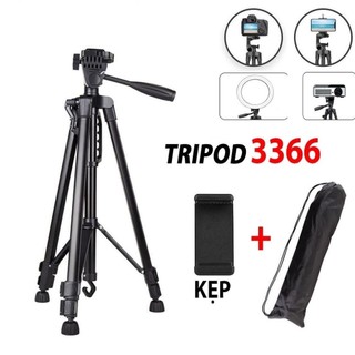 Chân giá đỡ cao cấp Tripod 3366 hỗ trợ điện thoại máy ảnh Gậy chụp hình 3 chân Tripod 3366