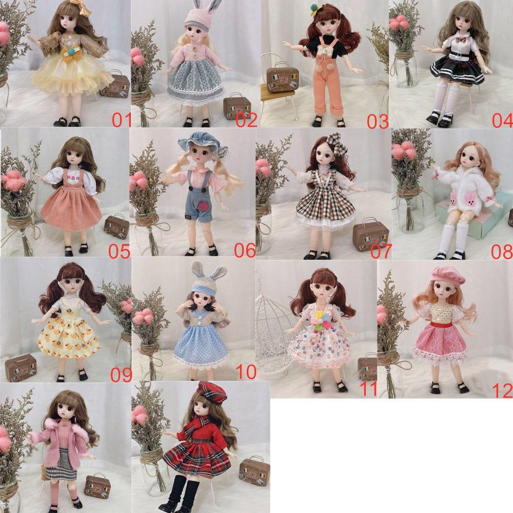 Búp Bê Bé Gái Mặc Đầm 3d 12 Khớp Có Thể Di Chuyển + Giày / Giày / Búp Bê bjd / Búp Bê bjd / Quà Tặng Giáng Sinh