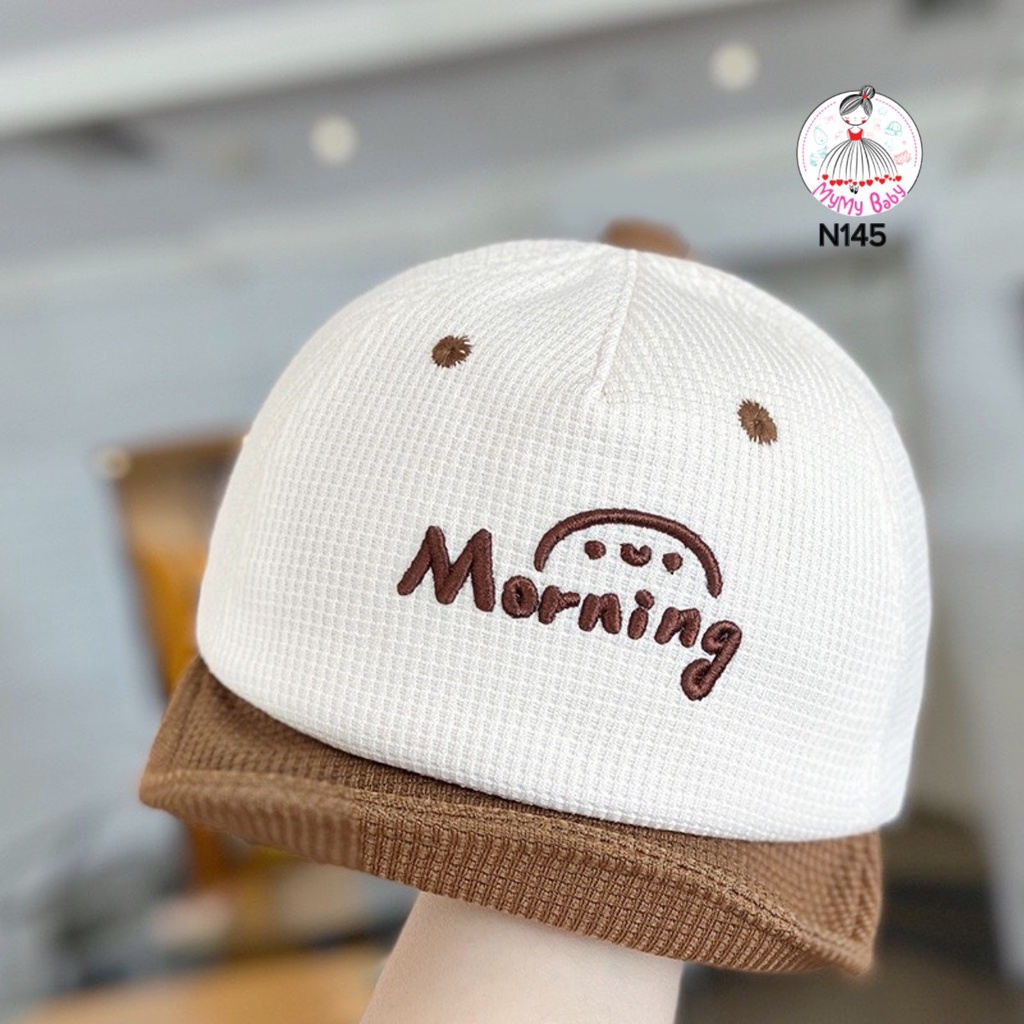 Nón lưỡi trai Morning hình thêu sắc nét từ 6-36 tháng