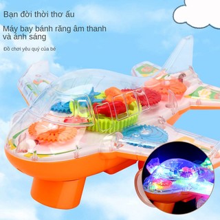 Đồ chơi mô hình máy bay điện tử trong suốt có nhạc và đèn mô phỏng máy bay cho trẻ em