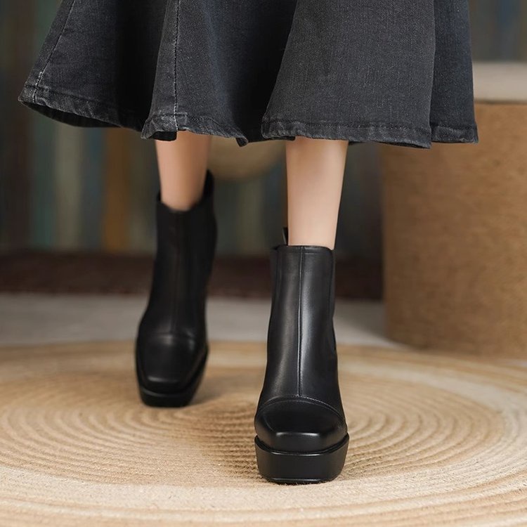 Giày Bốt Cao Gót Chống Thấm Nước Thiết Kế Trẻ Trung Hợp Thời Trang