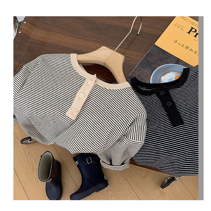 Áo Thun Dài Tay Họa Tiết Kẻ Sọc Thời Trang Mùa Thu Mới Cho Bé Trai