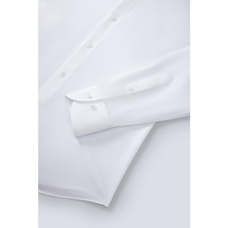 Áo sơ mi cotton cao cấp DETERMINANT dài tay Dobby màu trắng - 501