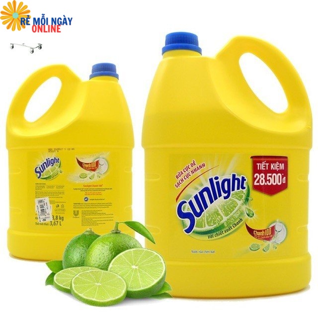 Can Nước rửa chén Sunlight 3,5 kg/ 3,5kg / 3,6kg  Hương chanh/ Trà xanh/ Lô hội