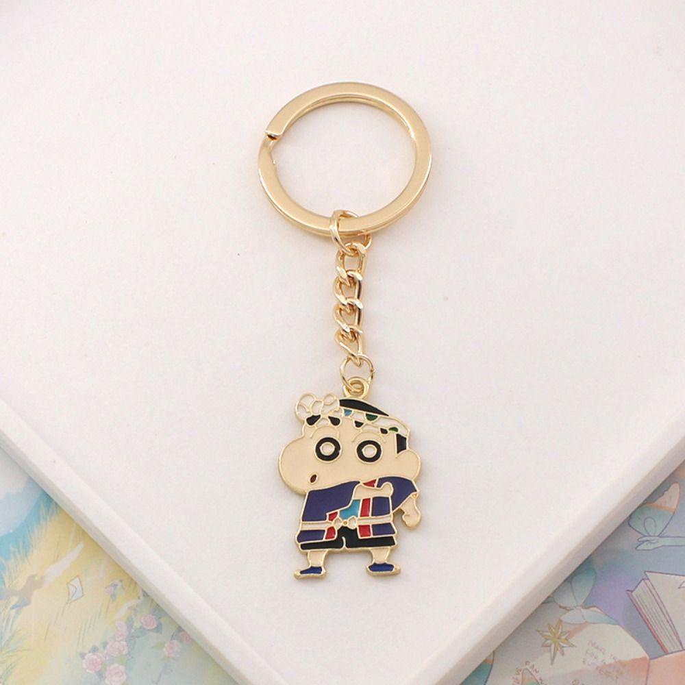 Móc khóa MMULCK kim loại hai mặt hình chú chó Shin-chan hoạt hình cho cặp đôi