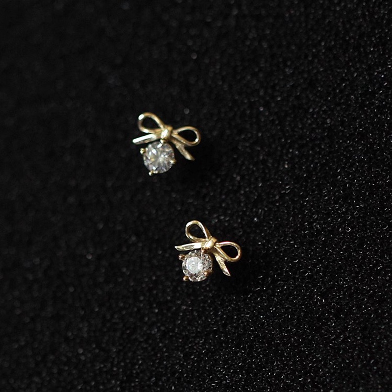 Bông Tai Mạ Vàng Hình Chiếc Nơ Đính Đá Pha Lê Thời Trang Cho Nữ