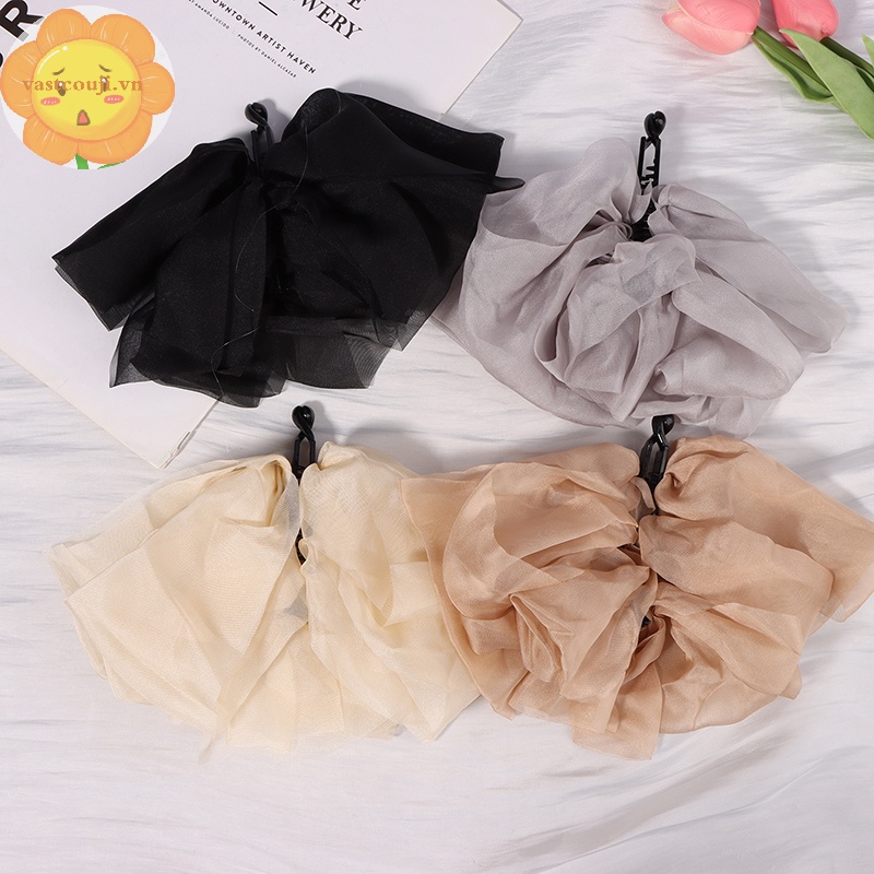 Vastji Kẹp Tóc Đuôi Ngựa Chất Liệu chiffon Đính Nơ Phong Cách vintage Cho Nữ vn