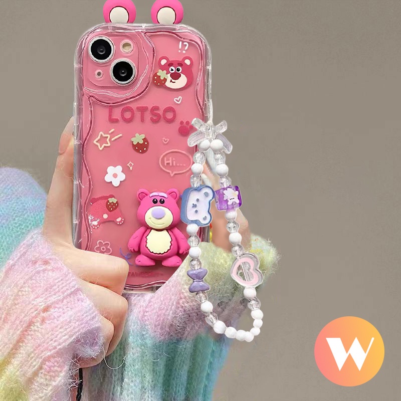 Ốp Điện Thoại Viền Cong Hình Gấu / Dâu Tây 3d Cho iphone 11 14 12 13 pro max 7plus x xs max xr 8 7 6 6s plus se 2020