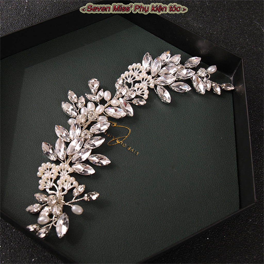 Băng Đô Cài Tóc Đính Đá Ngọc Trai Siêu Bền Sang Trọng Cho Cô Dâu