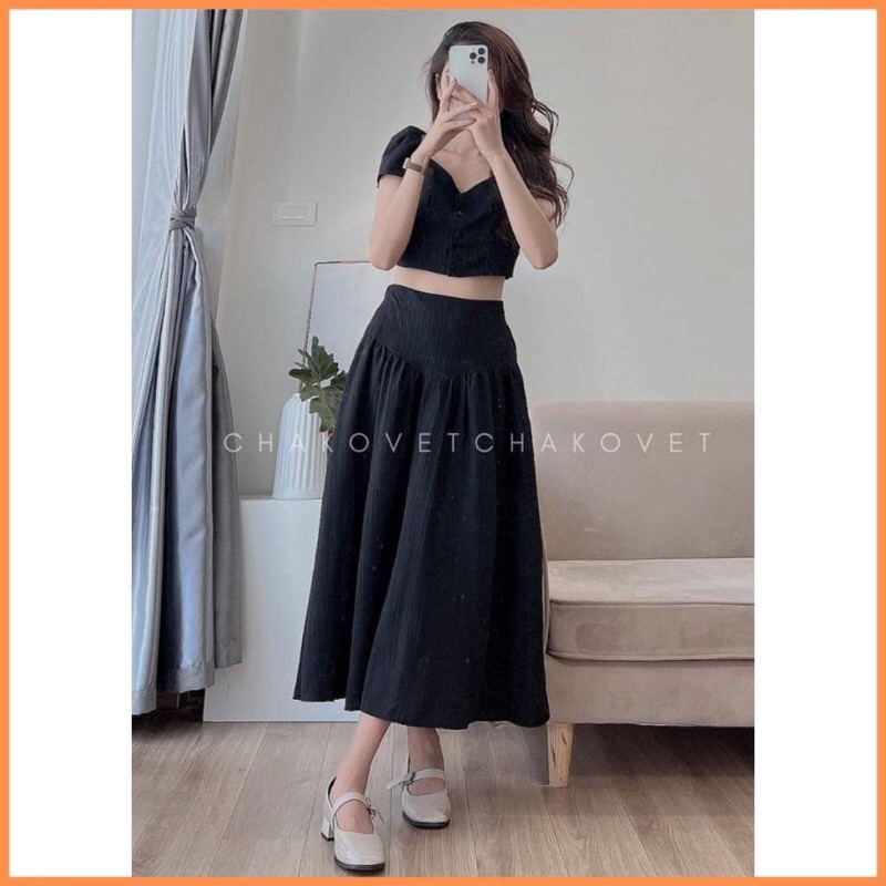 Sét bộ áo crotop và chân vây dài, chất đũi gân