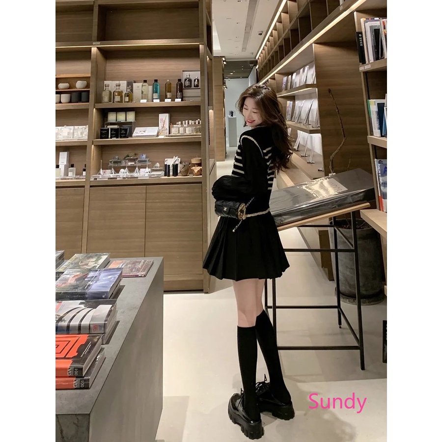 Áo sweater Dệt Kim Kẻ Sọc Kiểu Pháp Thời Trang Mùa Thu Cho Nữ