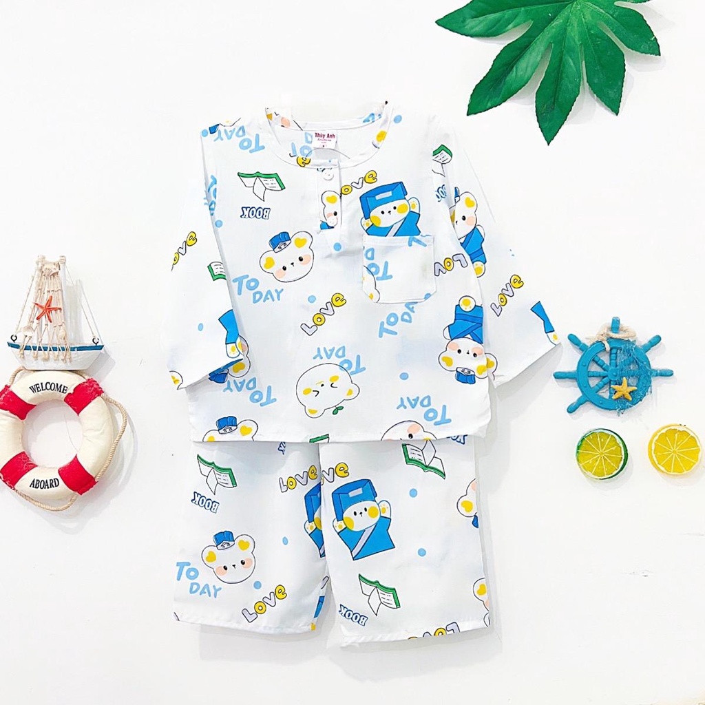 TOLEXINH  bộ tay dài quần dài bé trai - vải tole loại 1