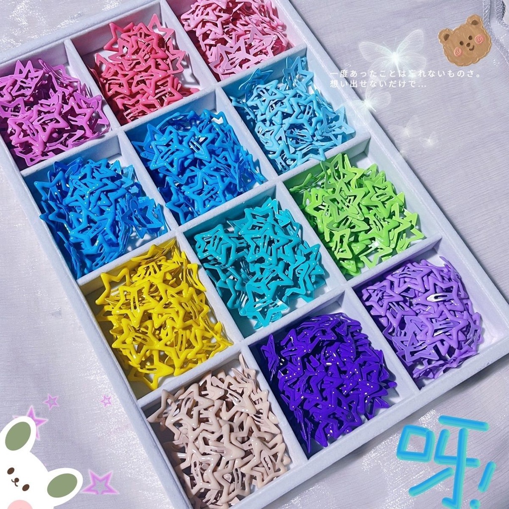 Hộp 60 Kẹp Tóc Hình Ngôi Sao Xinh Xắn Cho Bé Gái y2k