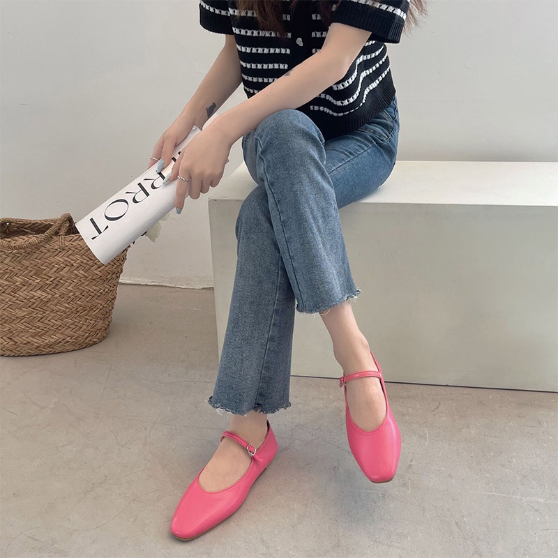 Giày Da Đế Bằng Chống Trượt Thoải Mái Thời Trang Hàn Quốc Cho Nữ