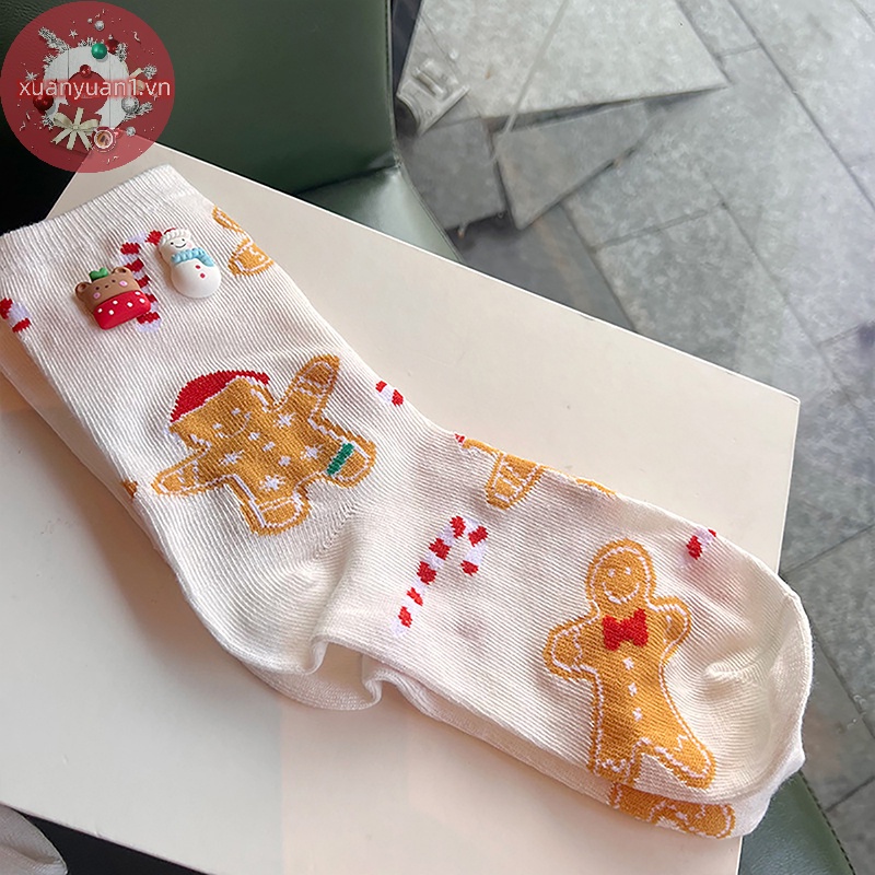 1 Đôi Tất cotton Dày Hoạ Tiết Giáng Sinh Dễ Thương Cho Nam Và Nữ