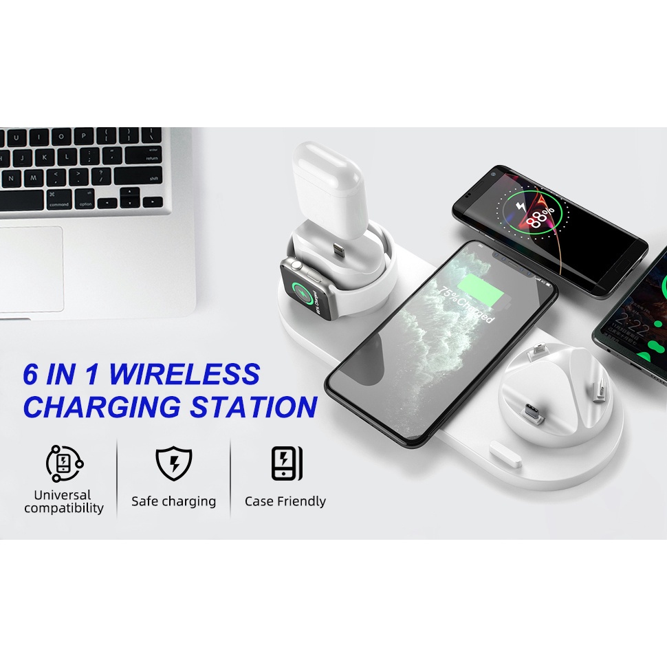 Đế Sạc Nhanh Không Dây 15w 10 Trong 1 Cho iphone 14 13 12 apple watch airpods pro iwatch 8 7 6