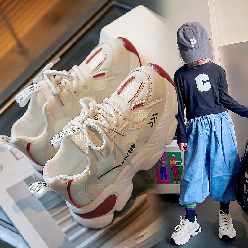 Giày Thể Thao Phối Lưới Thoáng Khí Đế Mềm Thời Trang Xuân Hè 2023 Cho Bé