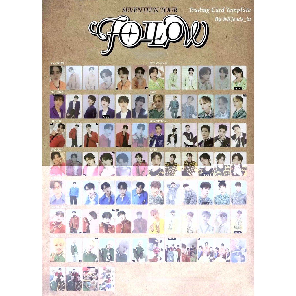 Bộ Thẻ Hình Nhóm Nhạc kpop seventeen