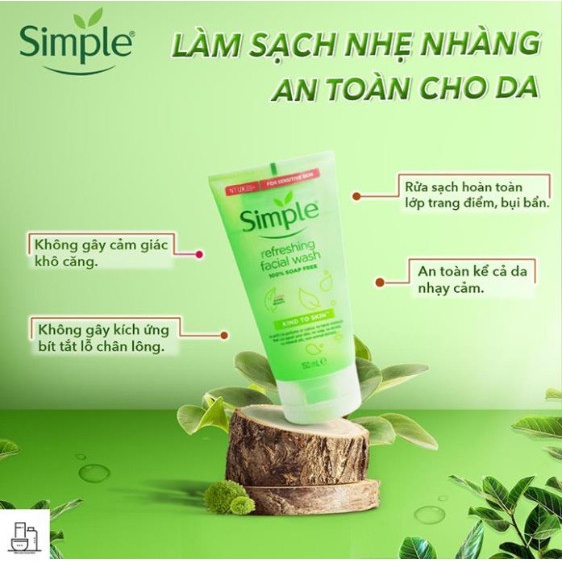 Sữa Rửa Mặt Simple Gel Kind To Skin Refreshing Facial Wash Gel 150ml