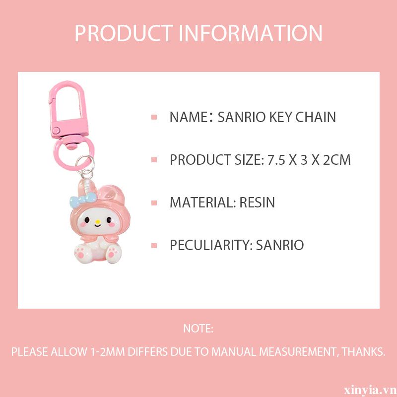 🌺🌺SANRIO Móc Khóa Nhựa Hình Cinnamoroll Kuromi Hoạt Hình Sanrio Dễ Thương